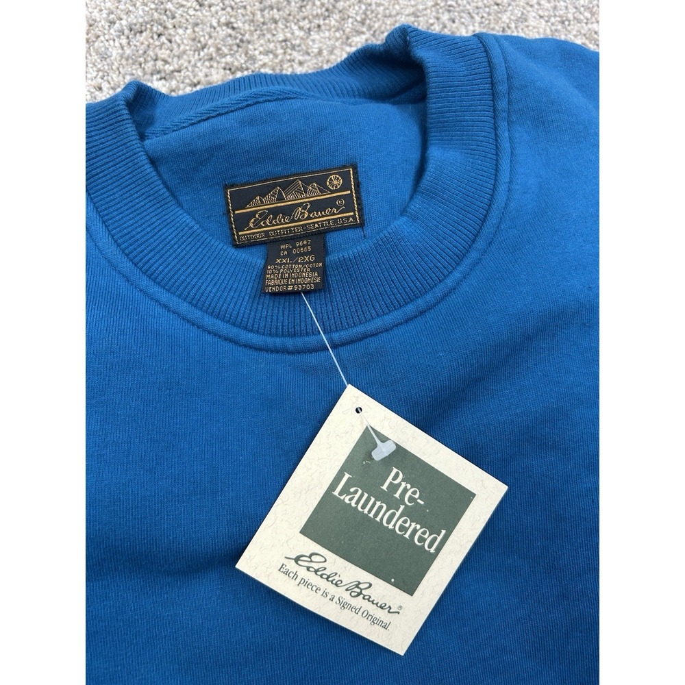 New Vintage Eddie Bauer Sweatshirt Size XXL Blue Crewneck 90s #0160